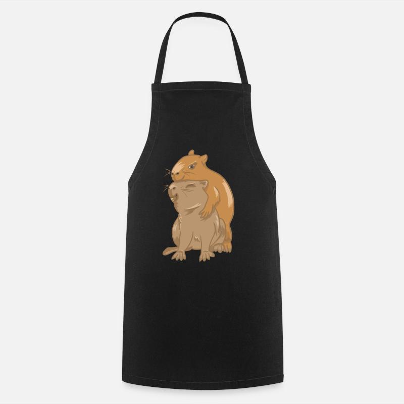 Umarmung von Capybara-Babys - Kochschürze - Schwarz