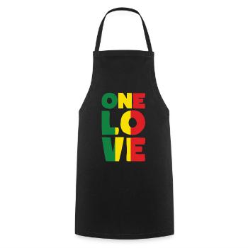 Rastafari ONE LOVE Reggae Style - Tablier de cuisine - noir - Devant - AI Model Male 185 dark (185cm)