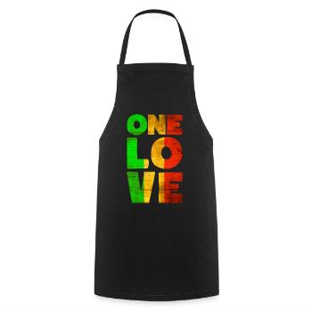 Rastafari ONE LOVE Reggae Style - Tablier de cuisine - noir - Devant - AI Model Male 185 dark (185cm)