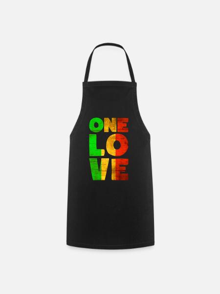 Rastafari ONE LOVE Reggae Style - Tablier de cuisine - noir