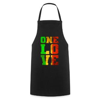 ONE LOVE Reggae Musique - Tablier de cuisine - noir - Devant - AI Model Male 185 dark (185cm)