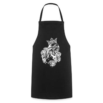 Queen Kopf (Partnermotiv) - Kochschürze - Schwarz - Vorne - AI Model Male 185 dark (185cm)