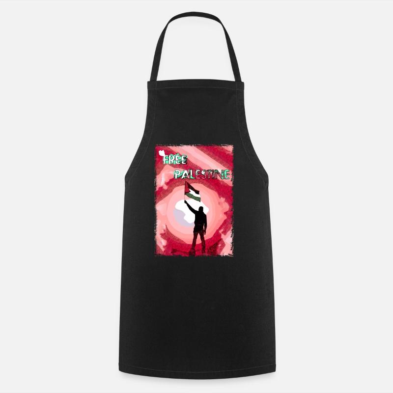 Free Palestine Flag P5 - Cooking Apron - black