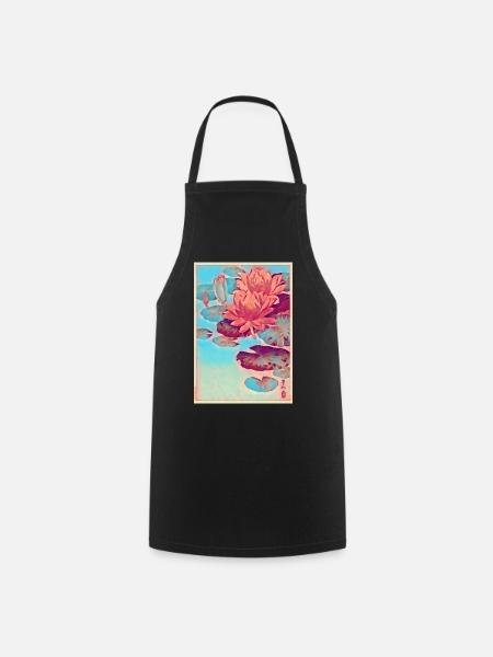 Seerosen Japanische Kunst - Kochschürze - Schwarz