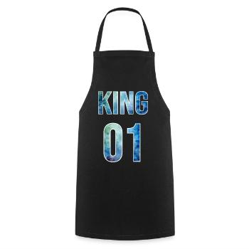 King King Queen Couple Outfit - Cooking Apron - black - Front - AI Model Male 185 dark (185cm)