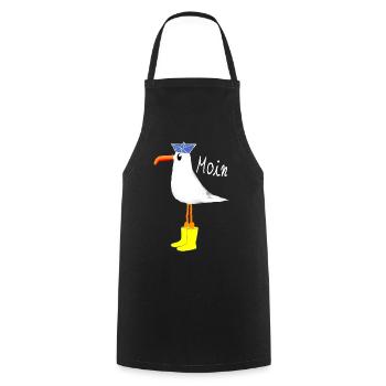 Moin Möwe Küste - Kochschürze - Schwarz - Vorne - AI Model Male 185 dark (185cm)