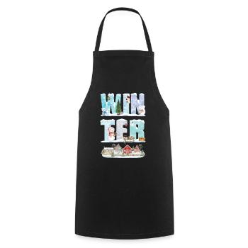 Cold winter wonderland snow season - Cooking Apron - black - Front - AI Model Male 185 dark (185cm)