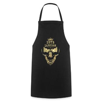 Januar 1973 Totenkopf Gold - Kochschürze - Schwarz - Vorne - AI Model Male 185 dark (185cm)