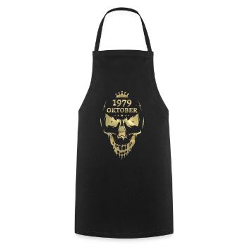 Oktober 1979 Totenkopf Gold - Kochschürze - Schwarz - Vorne - AI Model Male 185 dark (185cm)