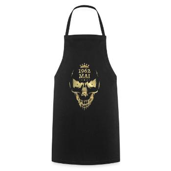 Mai 1962 Totenkopf Gold - Kochschürze - Schwarz - Vorne - AI Model Male 185 dark (185cm)