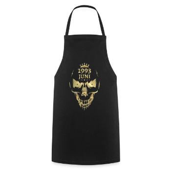 Juni 1993 Totenkopf Gold - Kochschürze - Schwarz - Vorne - AI Model Male 185 dark (185cm)