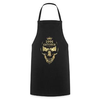 Oktober 1995 Totenkopf Gold - Kochschürze - Schwarz - Vorne - AI Model Male 185 dark (185cm)