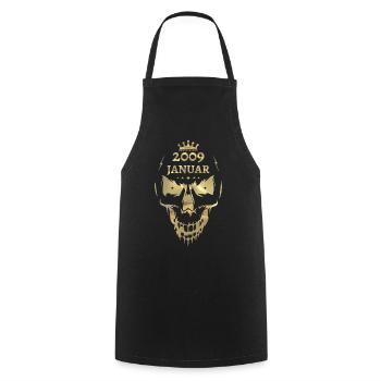 Januar 2009 Totenkopf Gold - Kochschürze - Schwarz - Vorne - AI Model Male 185 dark (185cm)
