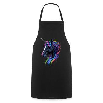 Rainbow Splash Einhorn - Kochschürze - Schwarz - Vorne - AI Model Male 185 dark (185cm)