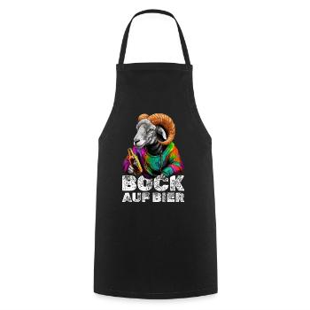 Bock auf Bier Spruch Ziege JGA Party Trinken - Kochschürze - Schwarz - Vorne - AI Model Male 185 dark (185cm)