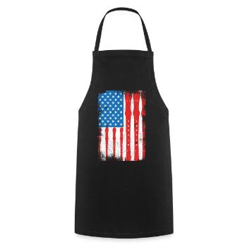 4. Juli USA Flöte - Kochschürze - Schwarz - Vorne - AI Model Male 185 dark (185cm)