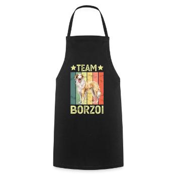 Dog Borzoi - Cooking Apron - black - Front - AI Model Male 185 dark (185cm)