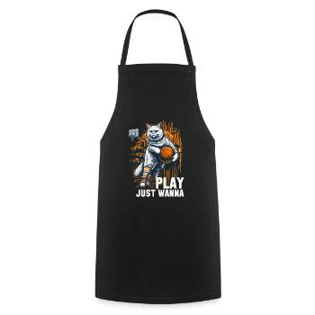 Basketball Cat Long Hair Gift - Cooking Apron - black - Front - AI Model Male 185 dark (185cm)