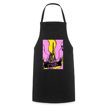 Paris France City Skyline Eiffel Tower Vintage - Cooking Apron - black - Front - AI Model Male 185 dark (185cm)