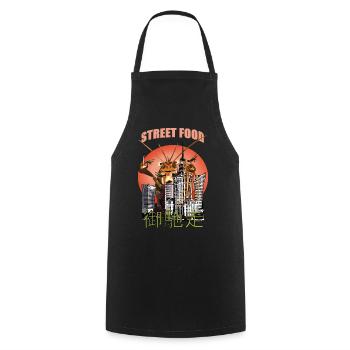 Stadt- und Streetfood Alien Illustration - Kochschürze - Schwarz - Vorne - AI Model Male 185 dark (185cm)
