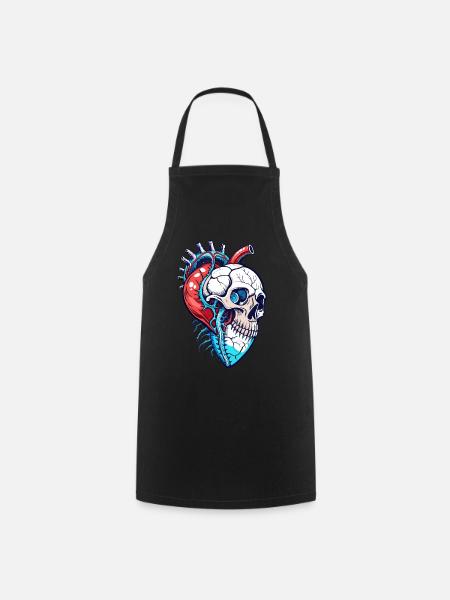Heart Skull // Totenkopf Herz // Amatomie FS0117 - Kochschürze - Schwarz