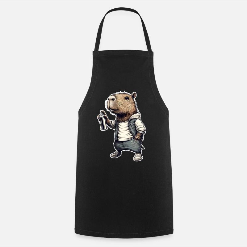 Capybara pulvérise des graffitis - Tablier de cuisine - noir