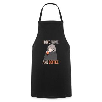 Ich liebe Anime und Kaffee - Manga Stil. - Kochschürze - Schwarz - Vorne - AI Model Male 185 dark (185cm)