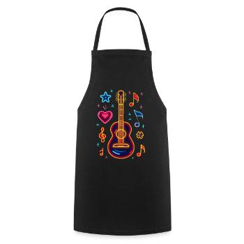 Retro Ukulele Retrowave - Kochschürze - Schwarz - Vorne - AI Model Male 185 dark (185cm)