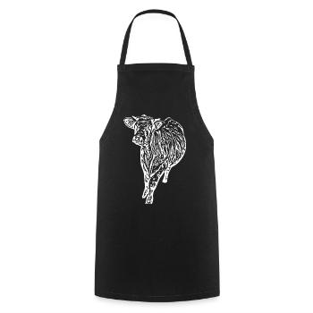 Cow White White Cow Cows Silhouettes Gift - Cooking Apron - black - Front - AI Model Male 185 dark (185cm)