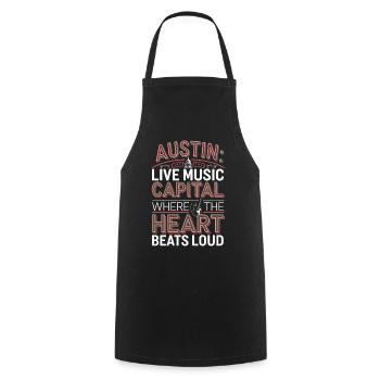 AUSTIN, CAPITALE DE LA MUSIQUE LIVE OÙ LE CŒUR BAT - Tablier de cuisine - noir - Devant - AI Model Male 185 dark (185cm)