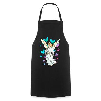 Céleste Printemps Papillons Nature Ange - Tablier de cuisine - noir - Devant - AI Model Male 185 dark (185cm)