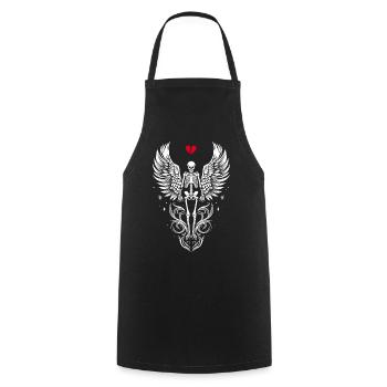 Skeleton with wings Anti Valentines Day - Cooking Apron - black - Front - AI Model Male 185 dark (185cm)