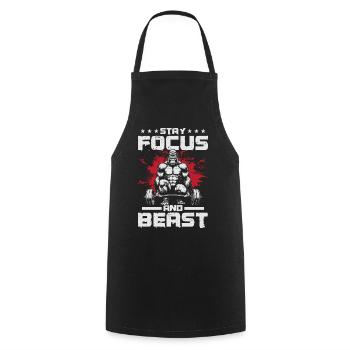 Motivational Gorilla with Pole and Text - Cooking Apron - black - Front - AI Model Male 185 dark (185cm)