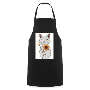 Gelassene Katze mit Sonnenblume - Kochschürze - Schwarz - Vorne - AI Model Male 185 dark (185cm)