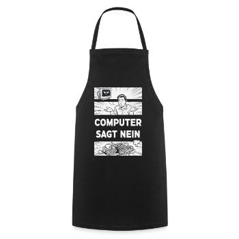 Computer sagt Nein Retro Humor - Kochschürze - Schwarz - Vorne - AI Model Male 185 dark (185cm)