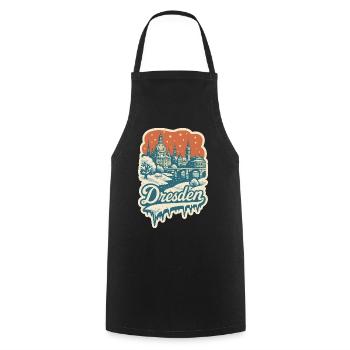 Dresde dans la magie de l’hiver enneigé - Tablier de cuisine - noir - Devant - AI Model Male 185 dark (185cm)