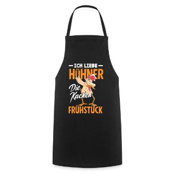 I love chickens – they poop breakfast - Cooking Apron - black - Front - AI Model Male 185 dark (185cm)