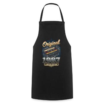 38ème Anniversaire Vintage 1987 Cassette Homme Femme - Tablier de cuisine - noir - Devant - AI Model Male 185 dark (185cm)