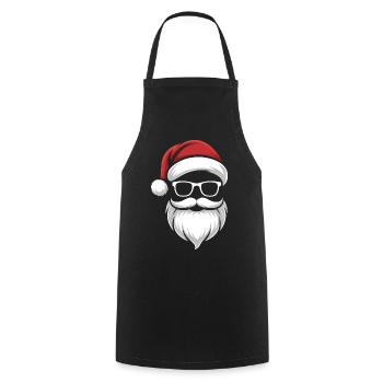 Santa with Beard & Glasses – Retro Christmas - Cooking Apron - black - Front - AI Model Male 185 dark (185cm)