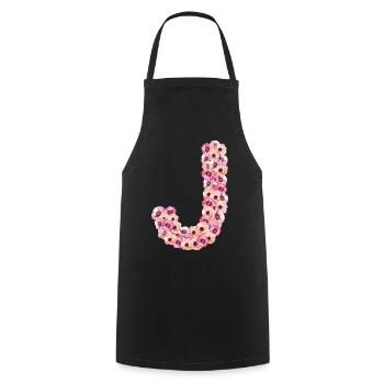Monogramme J des fleurs - Tablier de cuisine - noir - Devant - AI Model Male 185 dark (185cm)