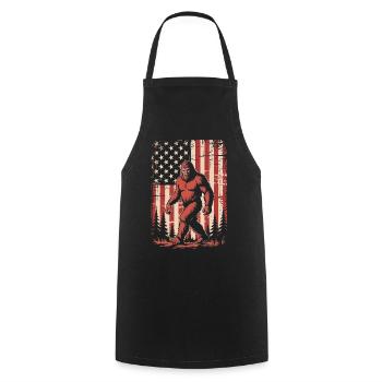 Drapeau américain vintage du Bigfoot - Tablier de cuisine - noir - Devant - AI Model Male 185 dark (185cm)