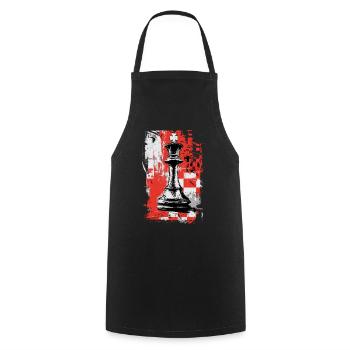 Chess King – Grunge Strategy Motif - Cooking Apron - black - Front - AI Model Male 185 dark (185cm)
