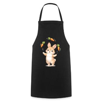 Cute bunny juggles carrots - Cooking Apron - black - Front - AI Model Male 185 dark (185cm)