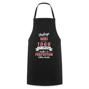 Anniversaire 60 ans - Vintage - Mai 1966 - Tablier de cuisine - noir - Devant - AI Model Male 185 dark (185cm)