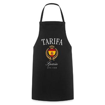 Tarifa Spanien Wappen Krone – Reise Souvenir - Kochschürze - Schwarz - Vorne - AI Model Male 185 dark (185cm)