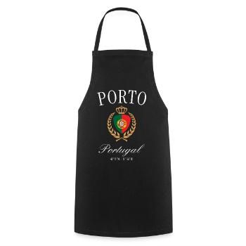 Porto Portugal Wappen Krone – Reise Souvenir - Kochschürze - Schwarz - Vorne - AI Model Male 185 dark (185cm)