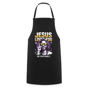 T-shirt préféré de Jesus Loves You - Tablier de cuisine - noir - Devant - AI Model Male 185 dark (185cm)