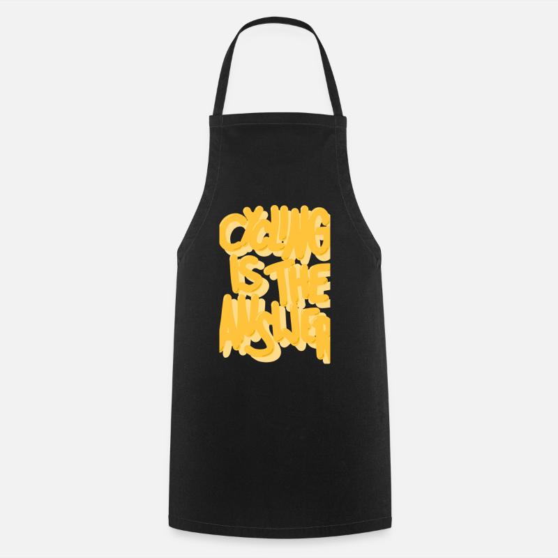 Le vélo est la réponse jaune - Tablier de cuisine - noir