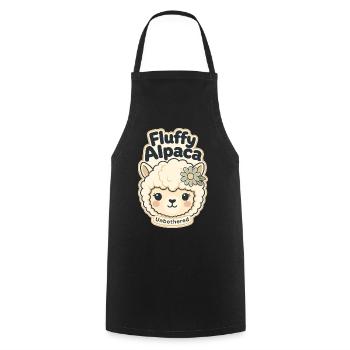 Cute Funny Gifts, Fluffy Alpaca Unbothered - Cooking Apron - black - Front - AI Model Male 185 dark (185cm)