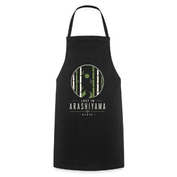 Arashiyama Bamboo Night Kyoto - Cooking Apron - black - Front - AI Model Male 185 dark (185cm)